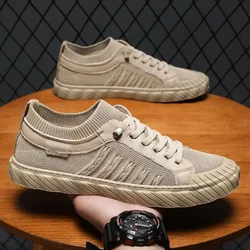 Men's Shoes 2024 Summer New Fashionable Mesh Breathable Vulcanized Men's Shoes Outdoor Walking Flat Shoes Casual Canvas Shoes