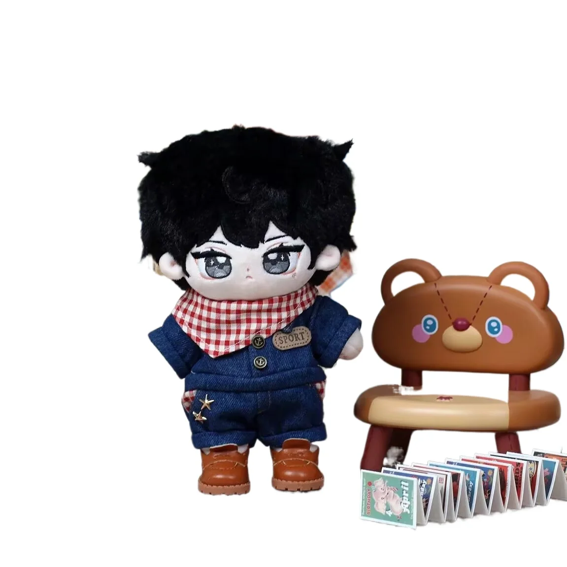 Roupas de boneca de algodão de 20 cm, conjunto de macacão jeans legal e elegante, roupas de boneca sem atributos, roupas de boneca mutáveis