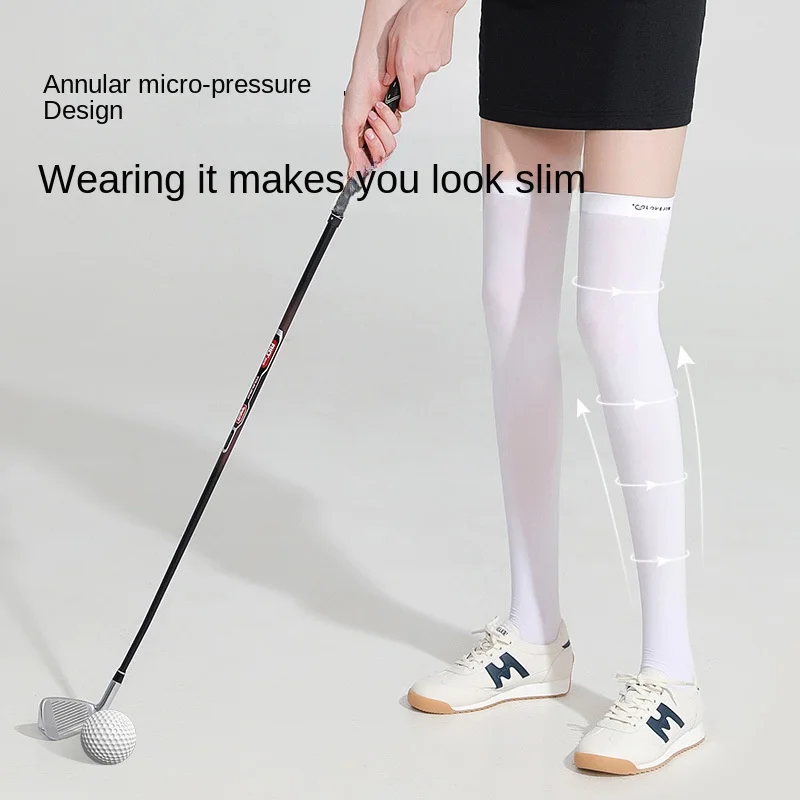 Women's Golf Sports Stockings Summer Ice Silk Sunscreen Tall Socks Breathable Non-slip Thin Legs Beautiful Leg Socks XWZ02