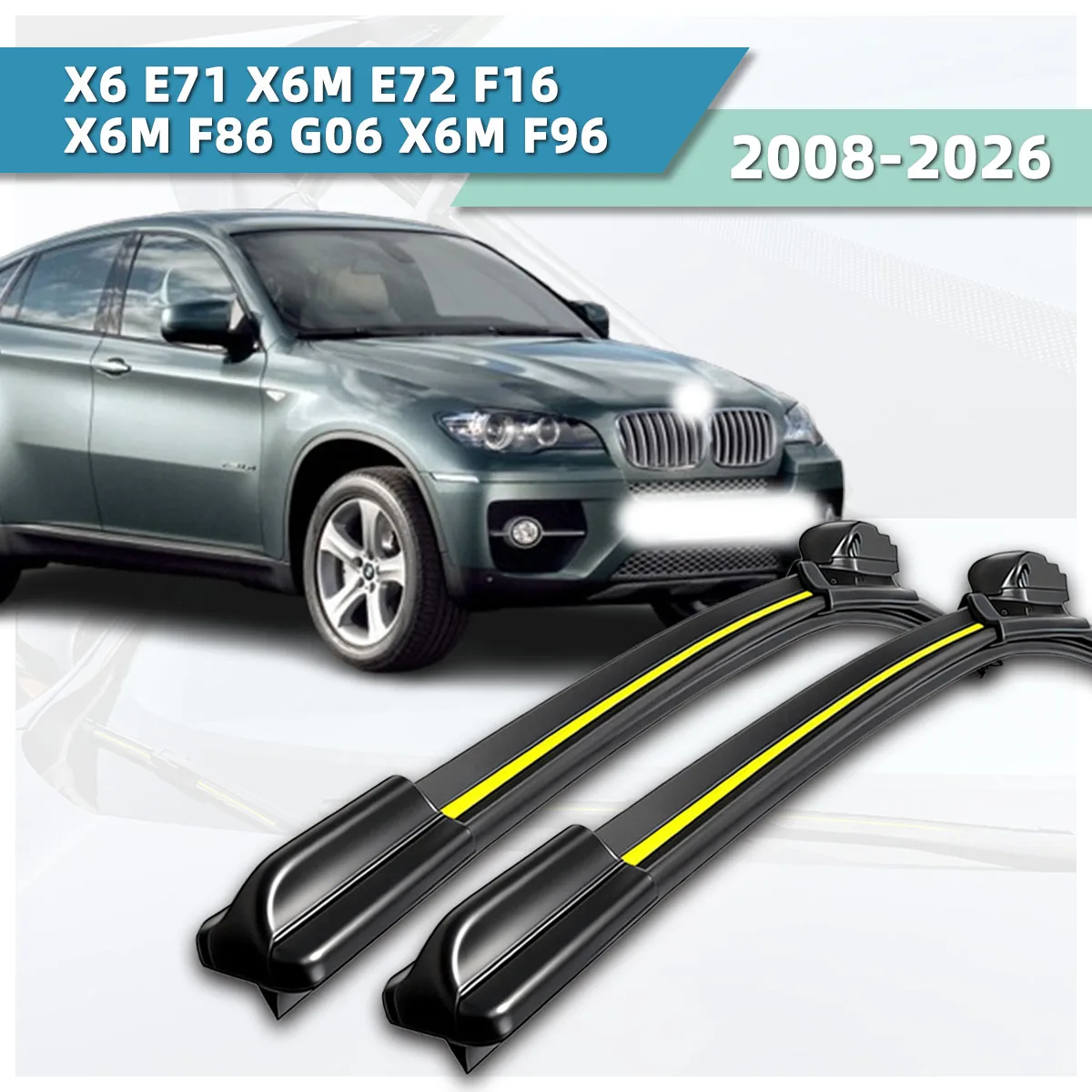 

2PCS Wiper For Car Front Windshield Wiper Blades Suitable For BMW X6 E71 X6M E72 F16 X6M F86 G06 X6M(2008-2026)Durable Wiper