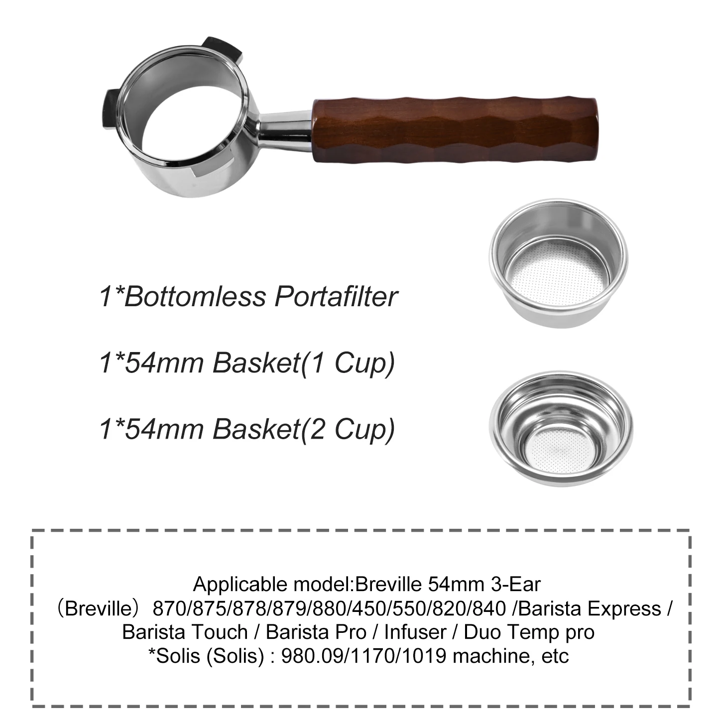 54mm Koffie Bodemloze Portafilter Naakt Voor Breville Sage 870 878 879 Filtermand Espressomachine Accessoires Barista Gereedschap