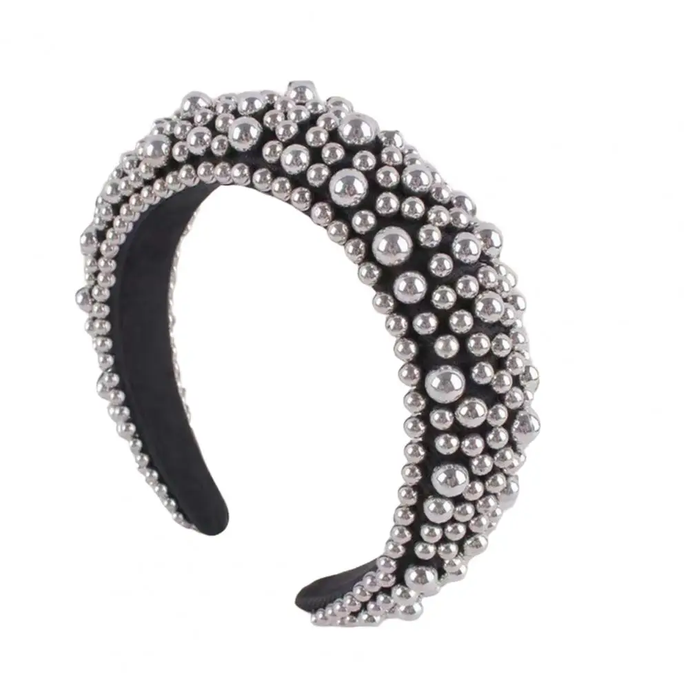 

Adjustable Headband Flexible Headband Elegant Imitation Pearl Hair Hoop Wide Headband for Comfortable Fit Flexible Design Hair