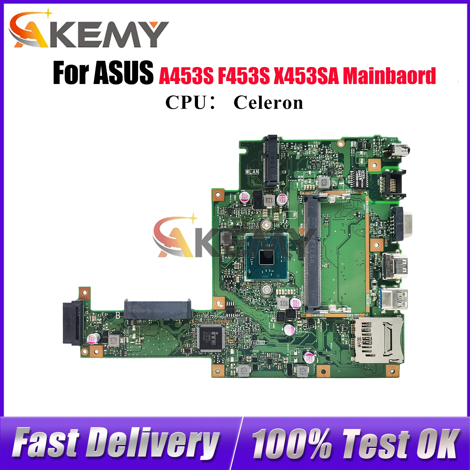

Материнская плата для ноутбука X453SA для ASUS VivoBook X453S X453SA F453S A453S, материнская плата для ноутбука с процессором Celeron, 100% тестирование, ОК, быстрая доставка