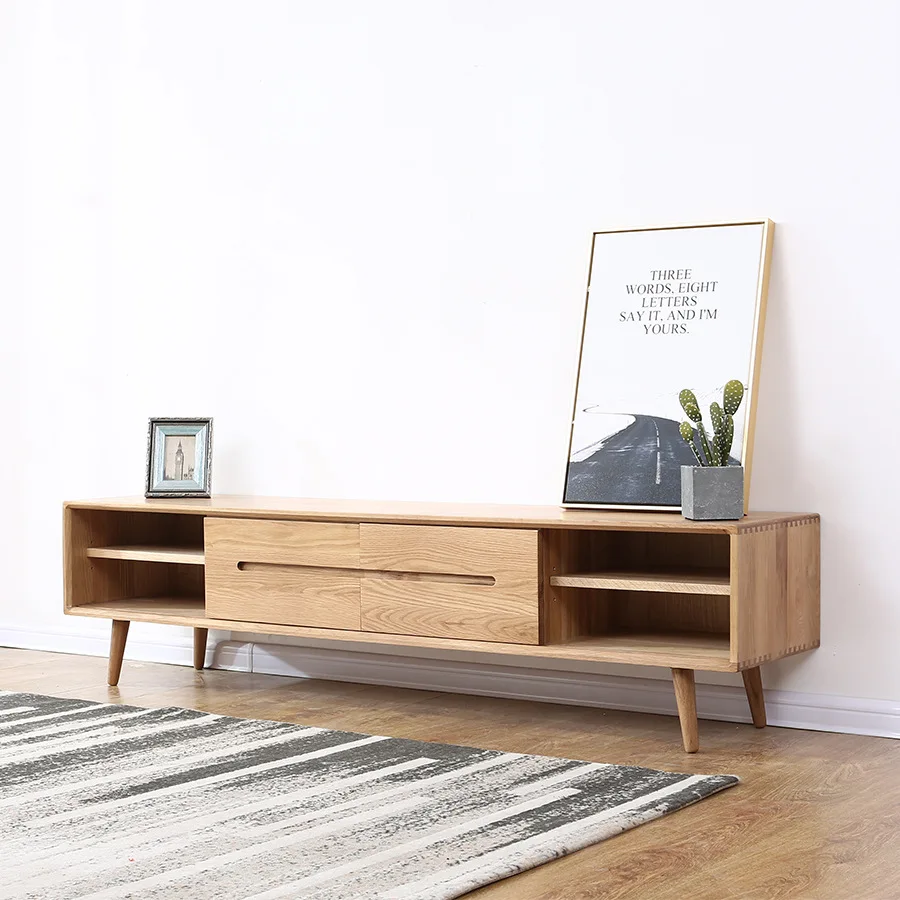 

Customizable TV coffee table Nordic simple modern small apartment living room white oak log audio-visual cabinet