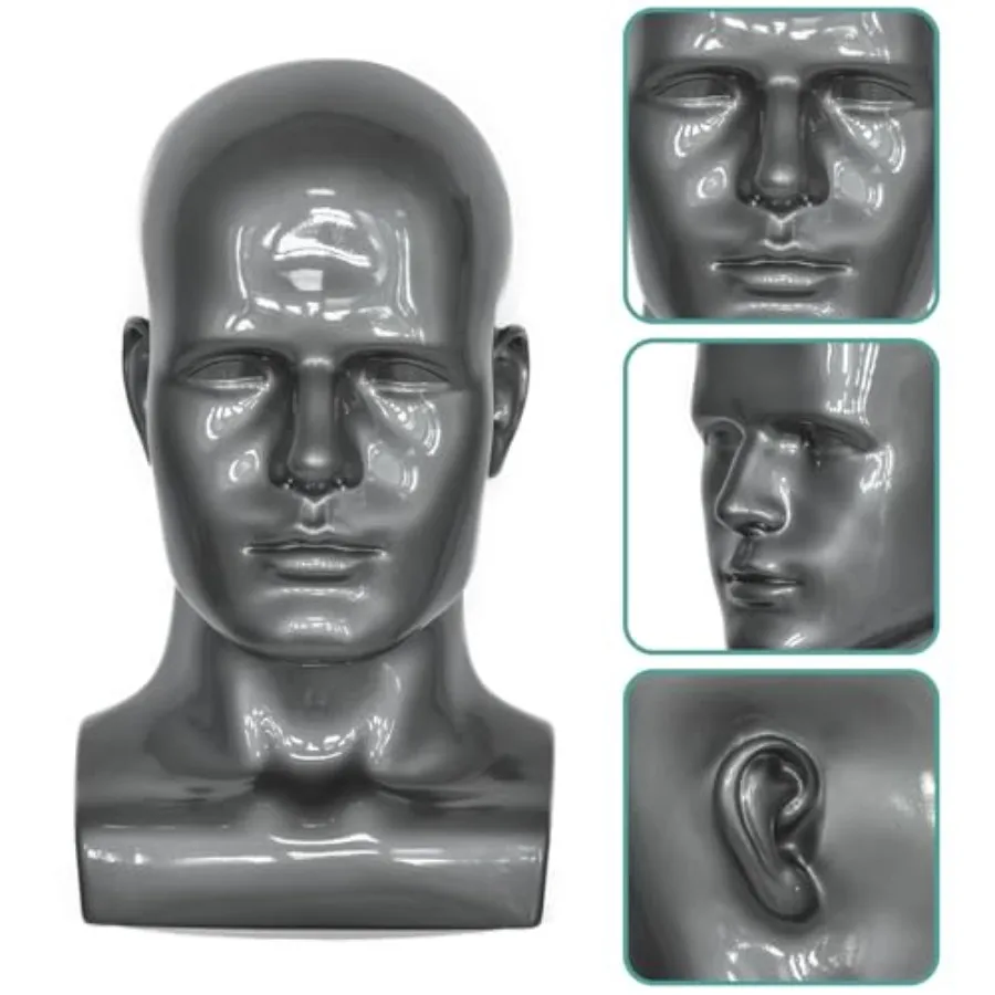 Профессиональная мужская подставка для головы манекена из ПВХ для париков, шапок, наушников, масок, солнцезащитных очков, шарфов и ювелирных аксессуаров, wi