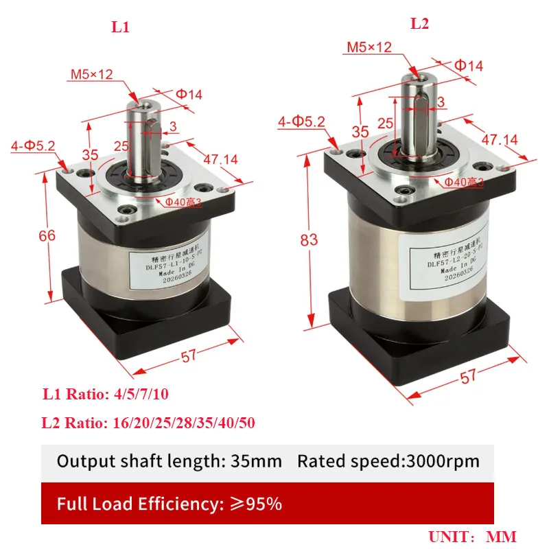 Nema23 stepper motor high-precision planetary gearbox backlash ≤ 15Arcmin Reduces Speed Increases Output Torque Reducetion