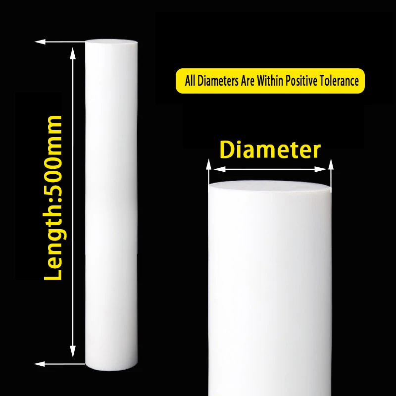 1Pcs White PTFE Tube Polytetrafluoroethylene Solid Rod Environment-friendly Non-toxic DIY Outside Diameter 5mm-30mm Lenght 500mm
