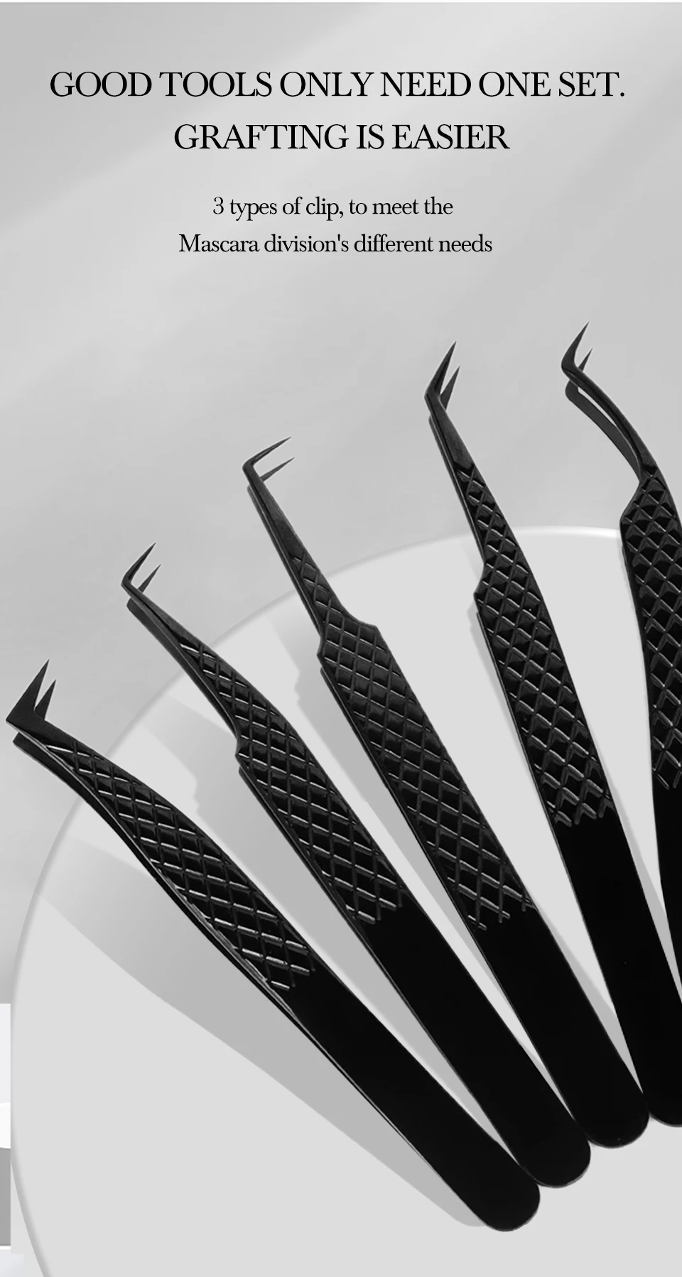 AGUUD Wimpernverlängerungspinzette, hochpräzise Pinzette aus Edelstahl, antistatisch, präziser Clip für Volumenfächer, professionelles Werkzeug – Detail 8