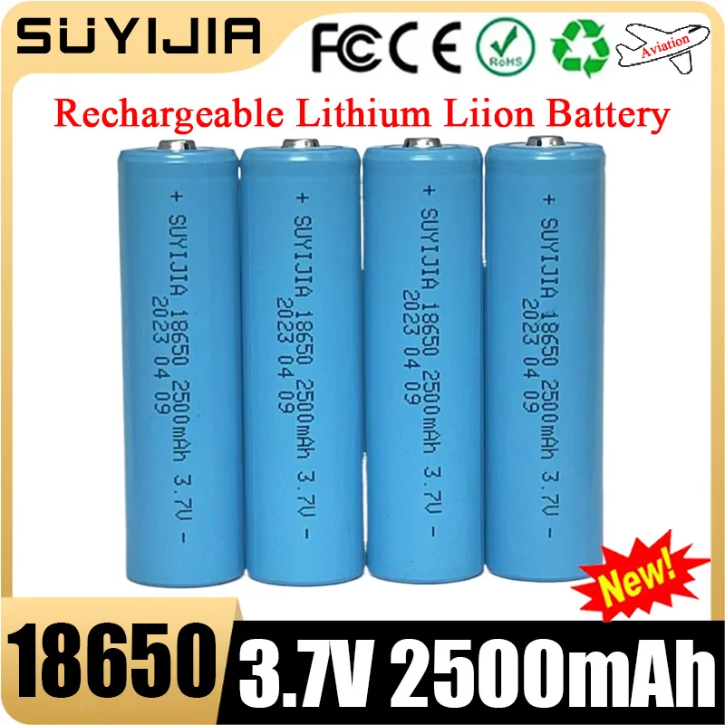 New 3.7V 2500mAh 18650 Pointed Battery Li-ion Rechargeable Batteries High Capacity Power Batteria for Flashlight Torch Headlamp