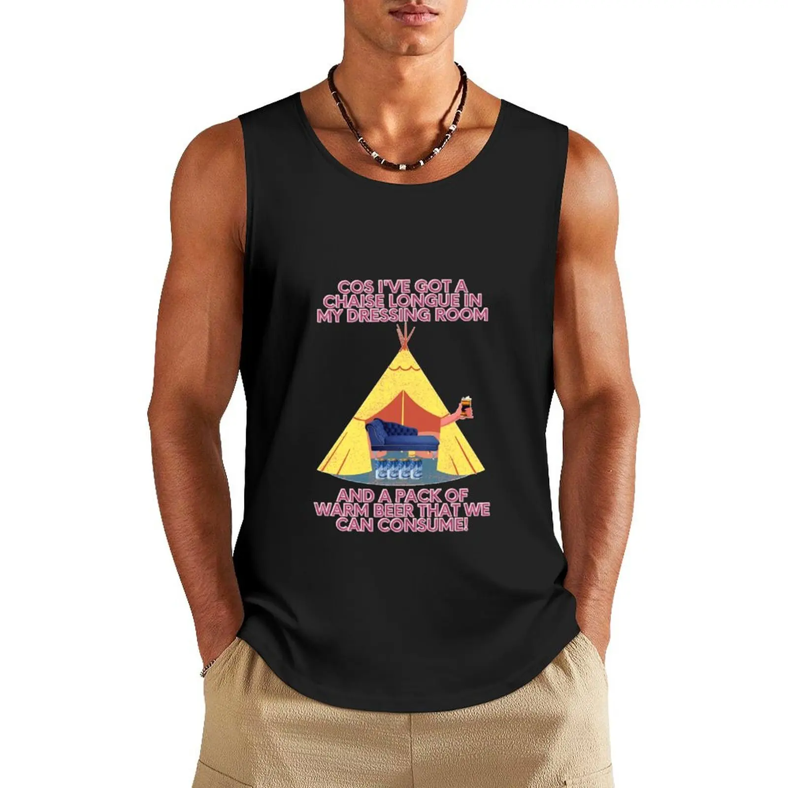 

Wet-Leg-Chaise-Longue-in-a-Festival-Tent---Glastonbury-Camping-Indie-Music-Gig-Glasto-Design Tank Top