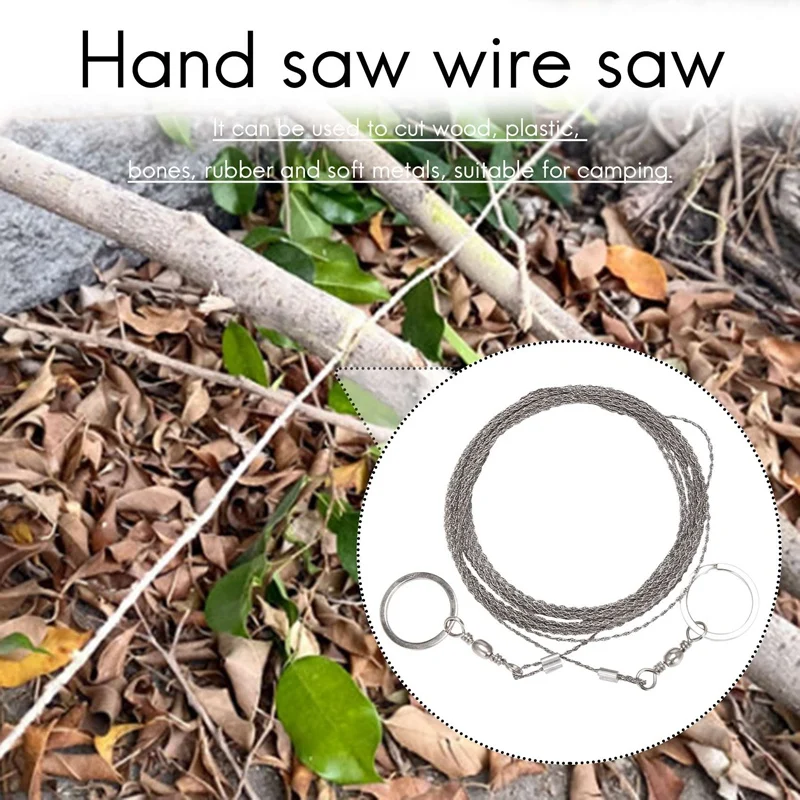 

Outdoor Hand-Drawn Rope Saw 304 Stainless Steel Wire Saw Camping Life-Saving Woodworking Hand Saw Wire 5M-ABFB