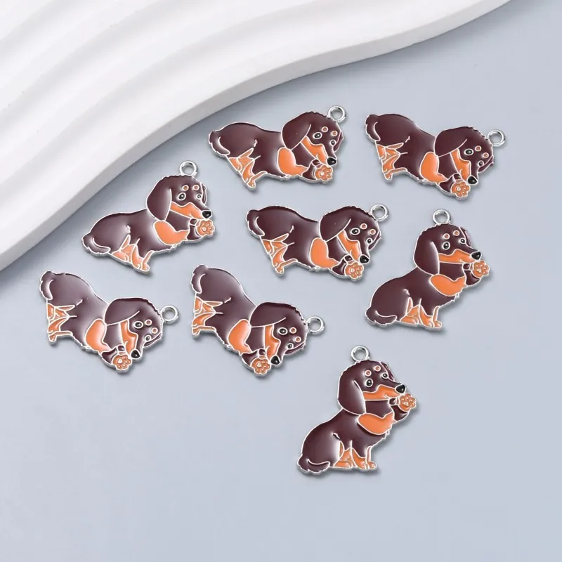 10pcs Cute Dog Enamel Charms Lovely Animal Pet Pendants For Making DIY Handmade Findings Accessories Necklace Jewelry