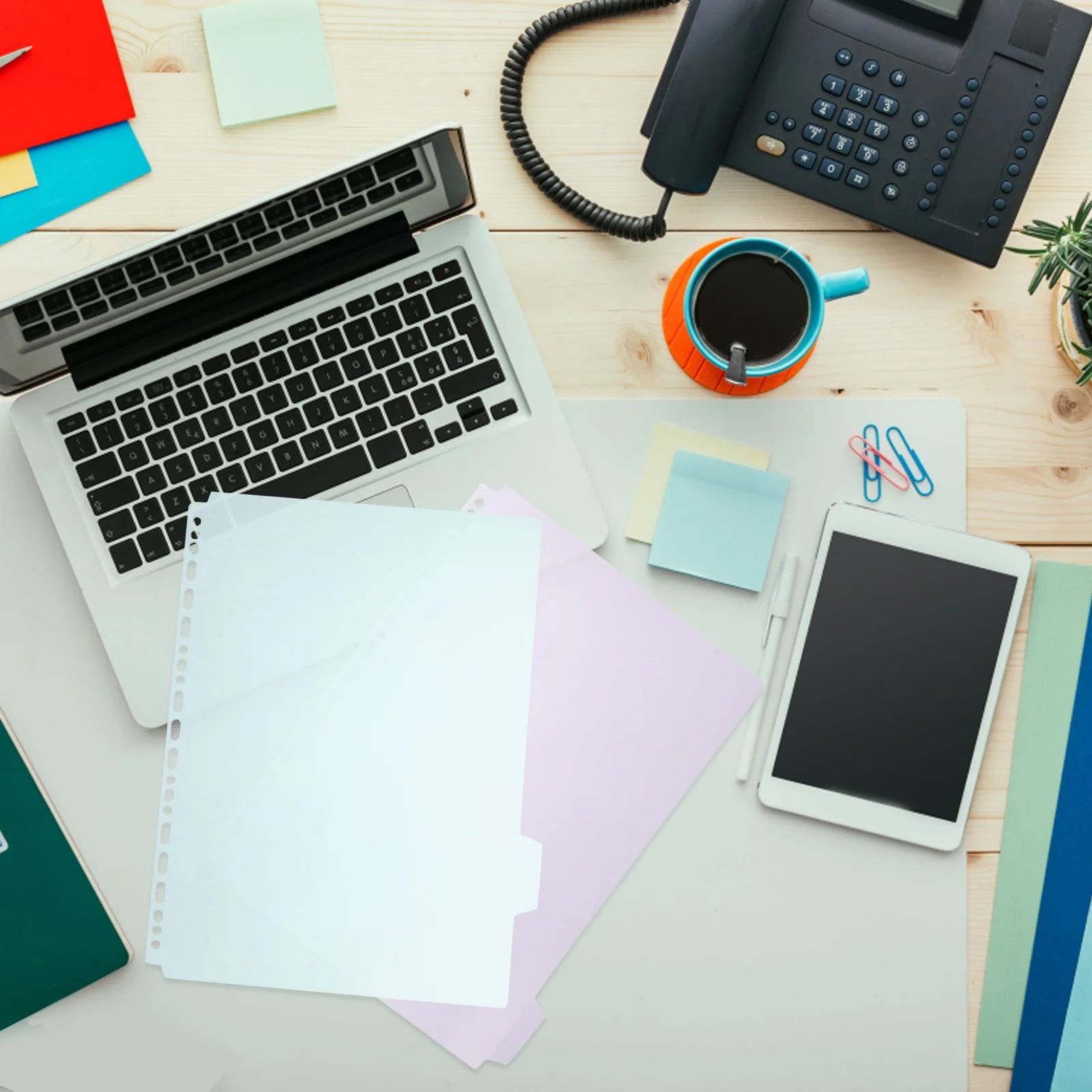 

6Pcs Tabbed Binder Dividers Plastic Index Pages for Filing Organizing Documents Office Study Ring Binder Supplies