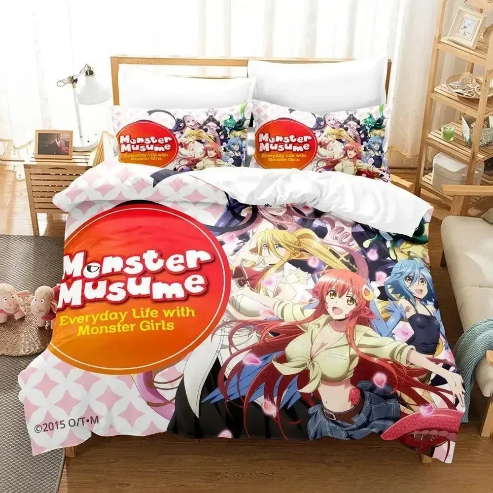 Everyday Life with Monster Girls Printed Bed Set Duvet Cover Pillowcase Bedding Set Linen Sheet Quilt Cover Full Queen King Size