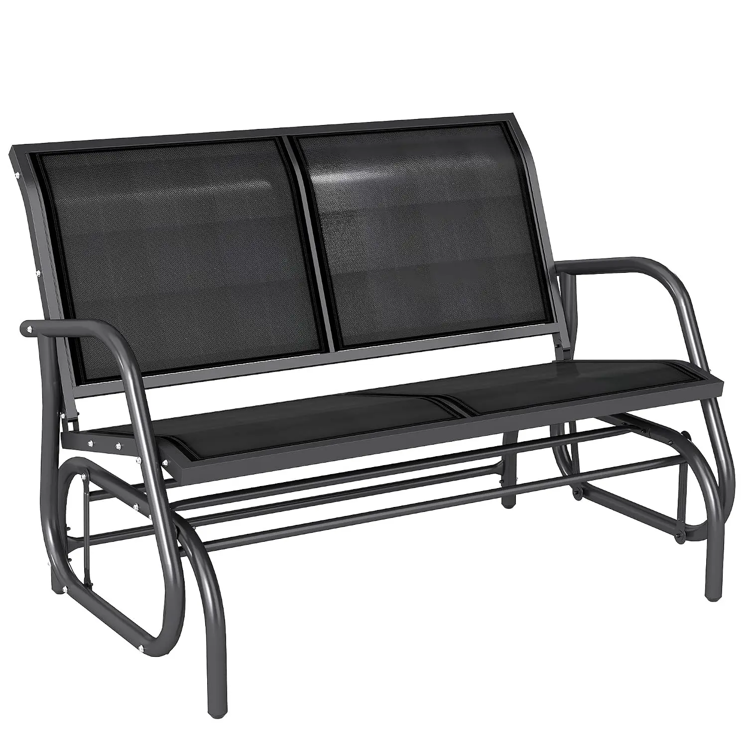 2-Person Outdoor Glider Bench with Steel Frame, Black, Customized