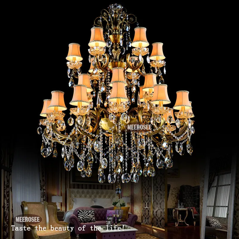 

Modern 3 Tiers 24 Arms Crystal Chandelier Lighting Fixture Antique Brass Luxurious Pendant Lustre Lamp lampadari 24Lights