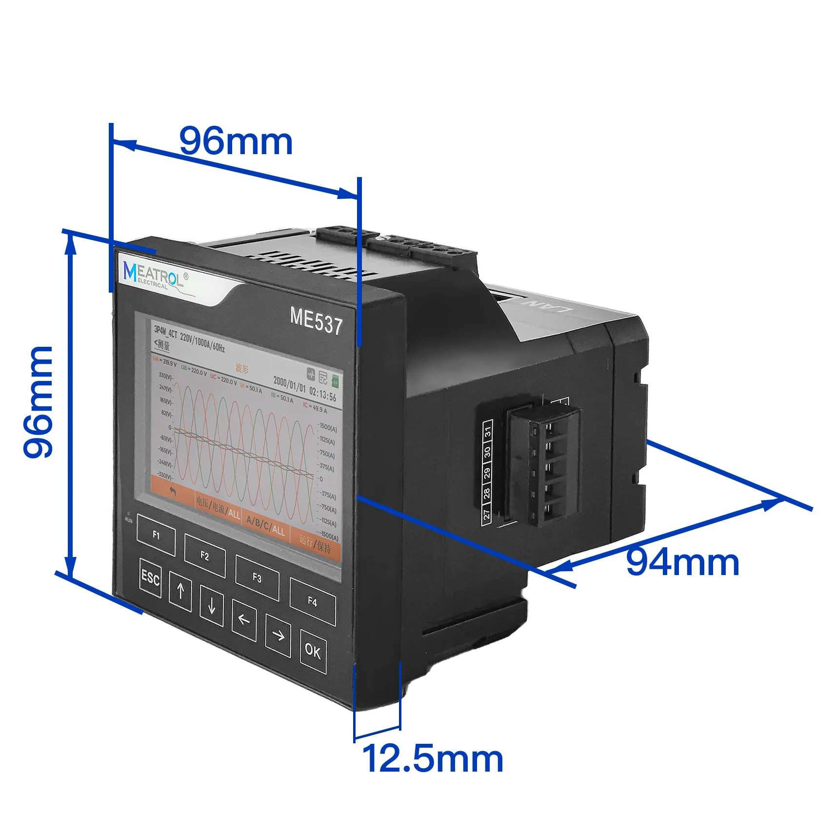 Solar Energy system electrical parameters analysis data logger Modbus TCP/RTU 3 phase smart energy meter power quality analyzer