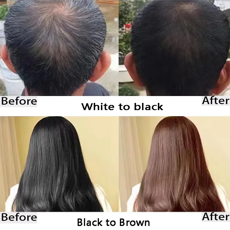 Sampo pewarna rambut Herbal Natural 100ml, 3 in 1 ubah warna rambut abu-abu ke coklat tua hitam menutrisi mendalam perawatan rambut