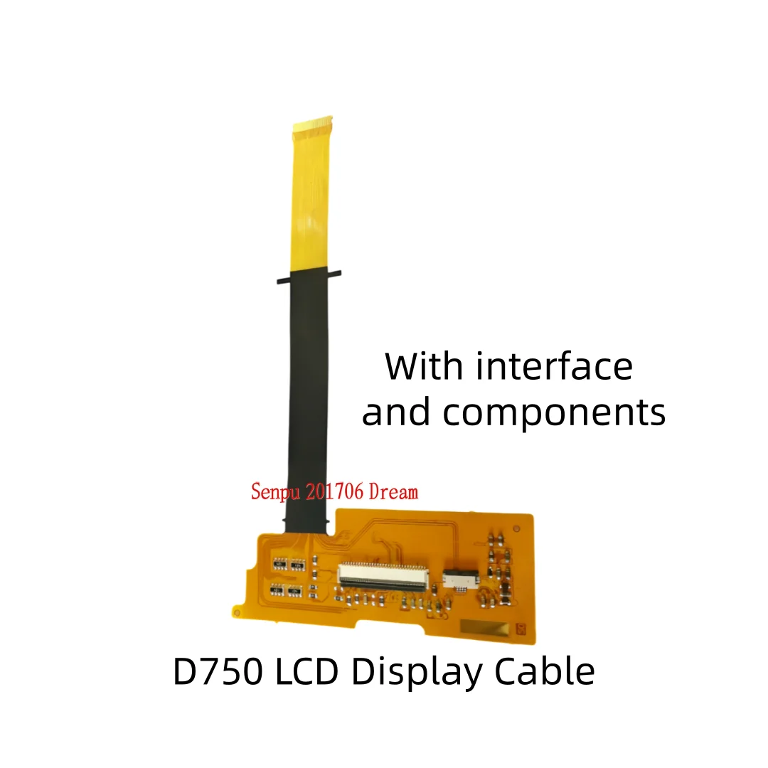 ニコンd750-dslrカメラ用lcdディスプレイ画面ヒンジフレックスリボンfpcケーブル（部品および内蔵コネクタソケット付き）交換用