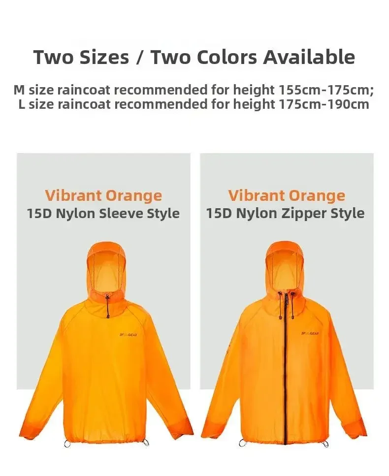 3F UL GEAR Spilt Rain Poncho Pants Ultraleichte Regenmäntel aus 15D-Nylon, wasserdicht, für Radfahren, Camping, Wandern – Detail 4