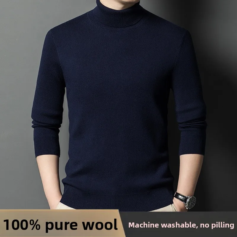 100% سترة الكشمير المعنقة الرجال الشتاء سميكة رداء علوي من الصوف عالية الياقة معطف شتاء الرجال #6