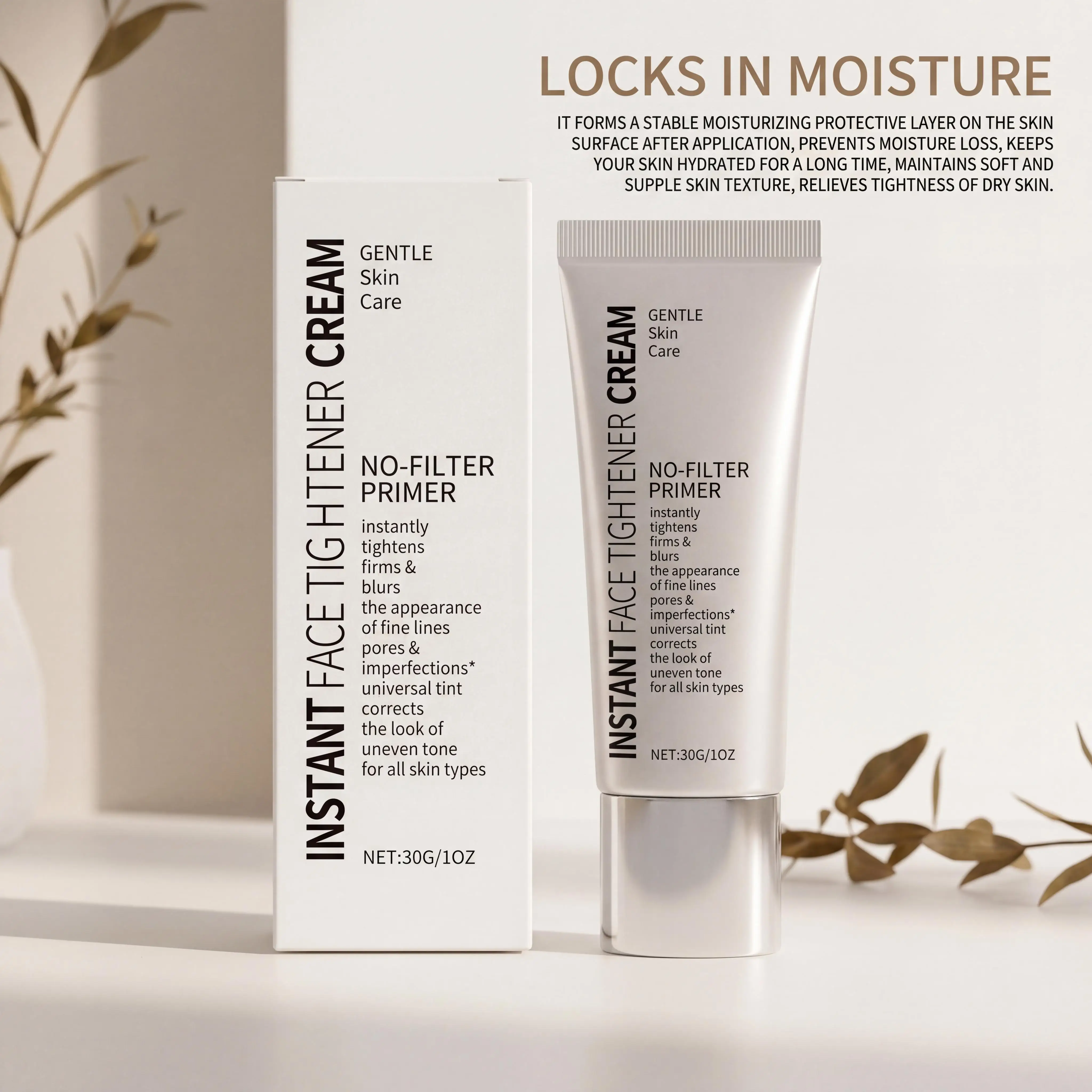 Instant Firming Face Cream Minimize Wrinkles Fine Lines Shrink Facial Pores Instant Skin Tightener Moisturize Face Primer Makeup