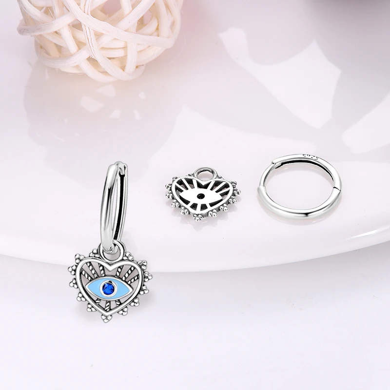 Neutral 925 Sterling Silver Dreamcatcher Net Devil\'s Eye Beautiful Wishes Earrings Fit For Engagement Parties Exquisite Jewelry