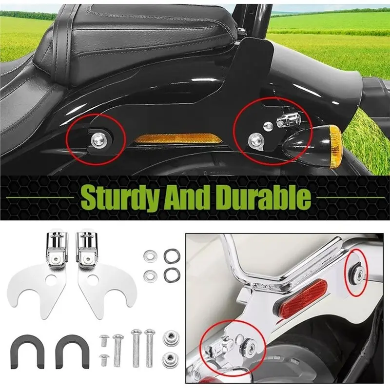 A03E-Detachable Motorcycle Sissy Bar Backrest Luggage Racks Latch Clips Kit For Softail Slim Street Bob Deluxe 2018-UP
