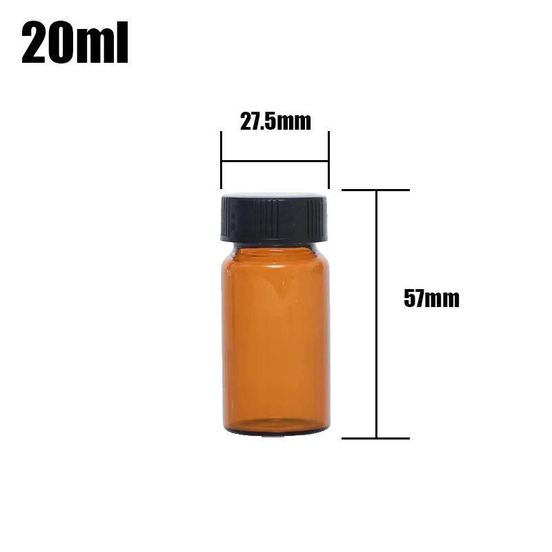 10PCS 5/10/15/20/30/50ML Mini Essential Oil Bottle Sample Jar Orifice Brown  Sample Bottle With Leak Proof PE Inner Pad