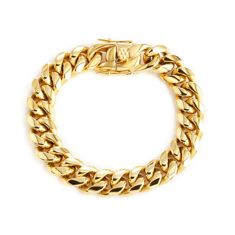 High Polish 18k Gold Plated Hip Hop Men Jewelry Miami Cuban Link Necklace Bracelets For Lover