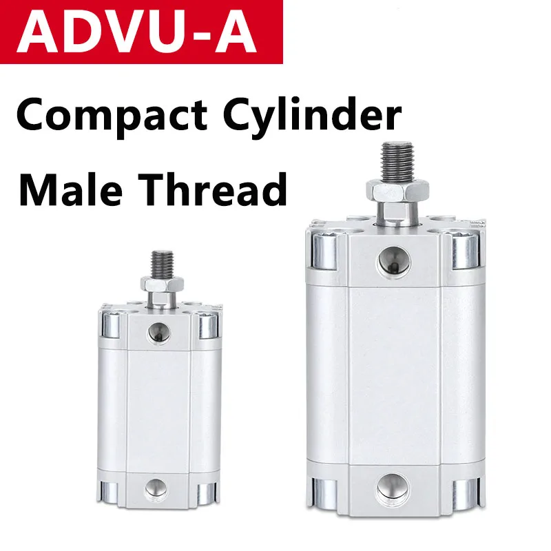 Thin Pneumatic Cylinder ADVU 12/16/20/25/32/40/40/6380 Compact Pneumatic Cylinder Long Stroke Piston Rod Thread - Male
