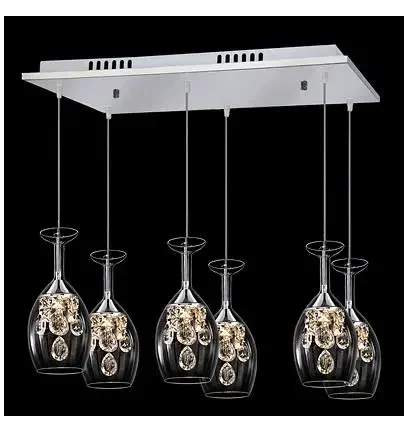 Minimalist Gorgeous Vintage Wine Bottle LED Chips Lighting 1-3-6 Heads Pendant  Transparent Glass Shade Hardware Base