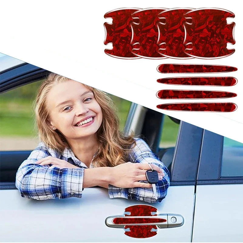 

Car Forged Carbon Fiber 8PCS PVC Scratch-resistant Door Handle Wrist Sticker Exterior Door Bowl Protective Film Accessories