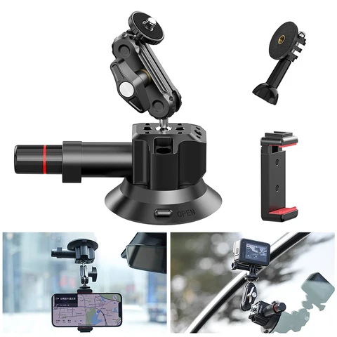 Ulanzi 3 polegadas/4.5 polegadas câmera de ação bomba manual ventosa a vácuo 1/4 "3/8" suporte estabilizador de câmera para telefone gopro insta360