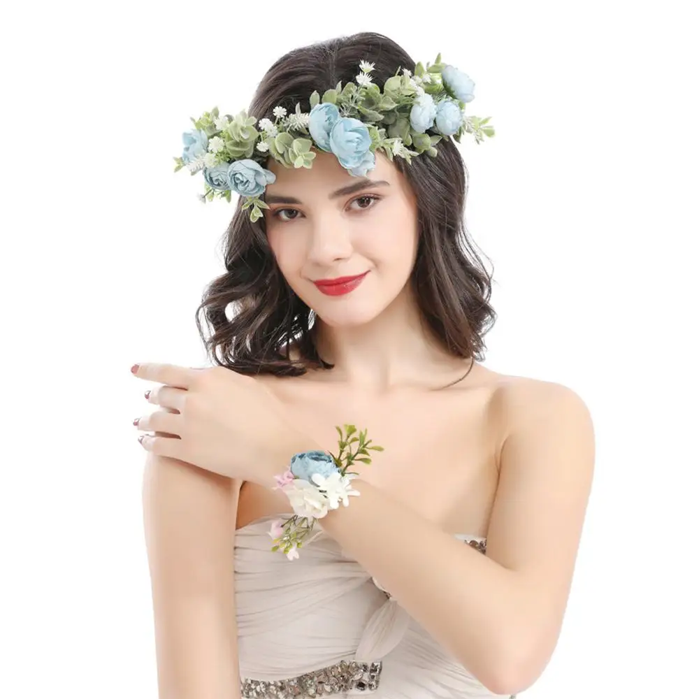 

Fashion Forest Flower Headbands Festival Wedding Bohemian Flower Crown Green Leaf Photo Props Headwear for Women Girls