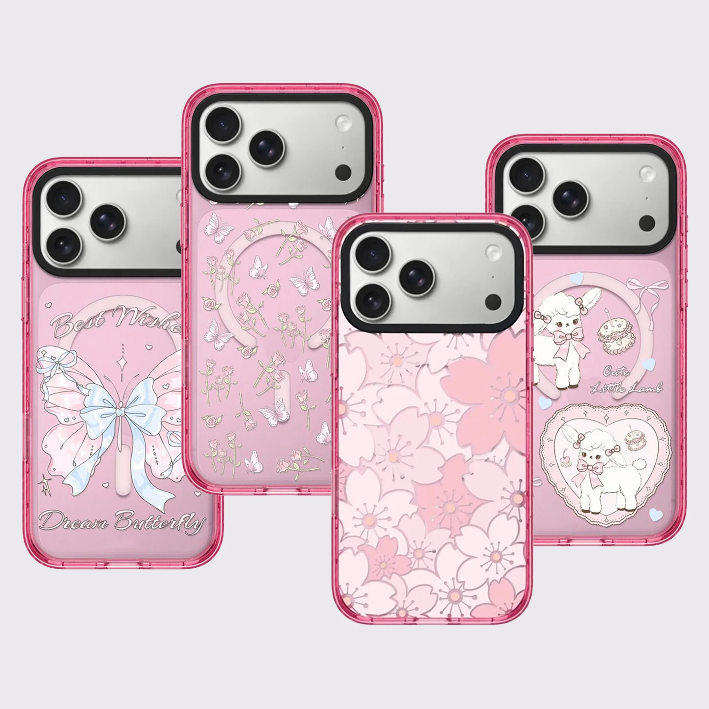 Cartoon Sakura Pink Magnetic Impact Cover for IPhone 12 13 14 15 16 17 Pro Max Case for IPhone 17 Air view 4