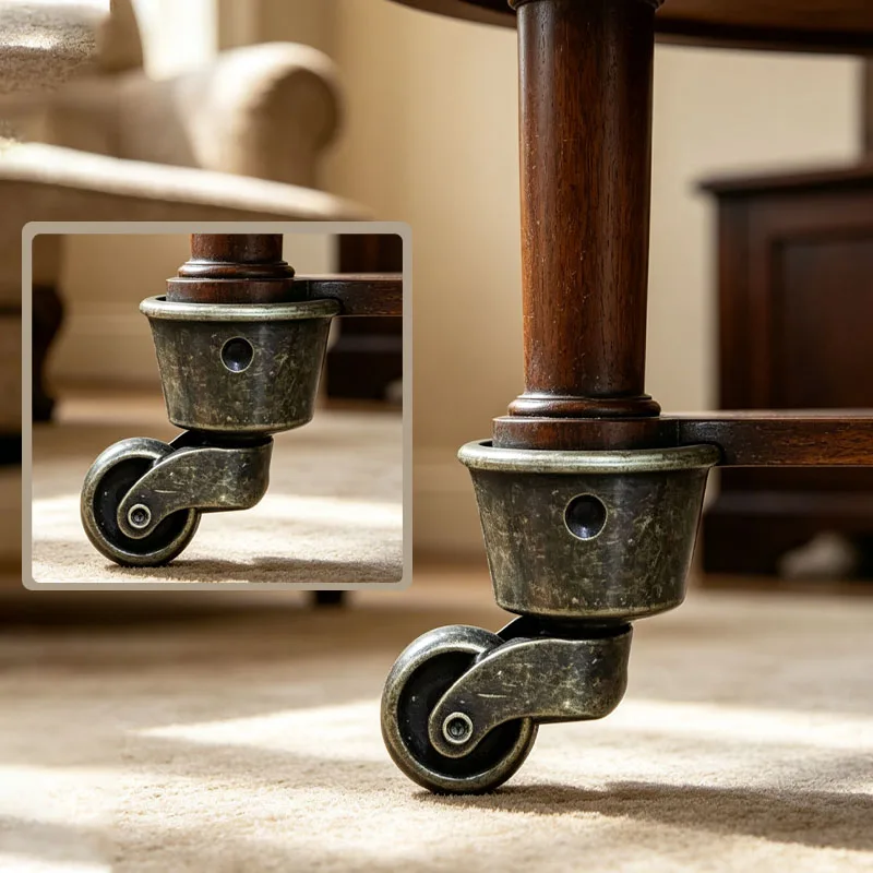 4PCS Antique Bronze Round Cup Swivel Furniture Casters Vintage Zinc Alloy Cup Castor Wheels for Sofa Chair Coffee Table Cabinet