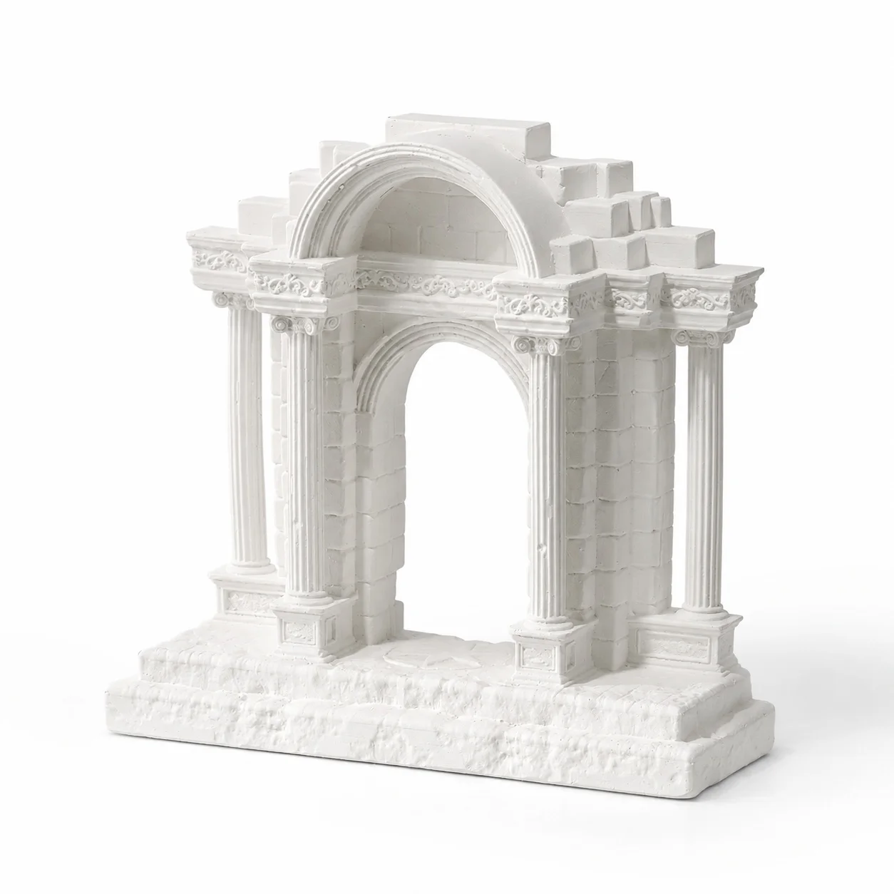 Vintage Roman Arch Mini Sculpture Gypsum Architectural Tabletop Decor European Style Building Ornament Shelf Decoration