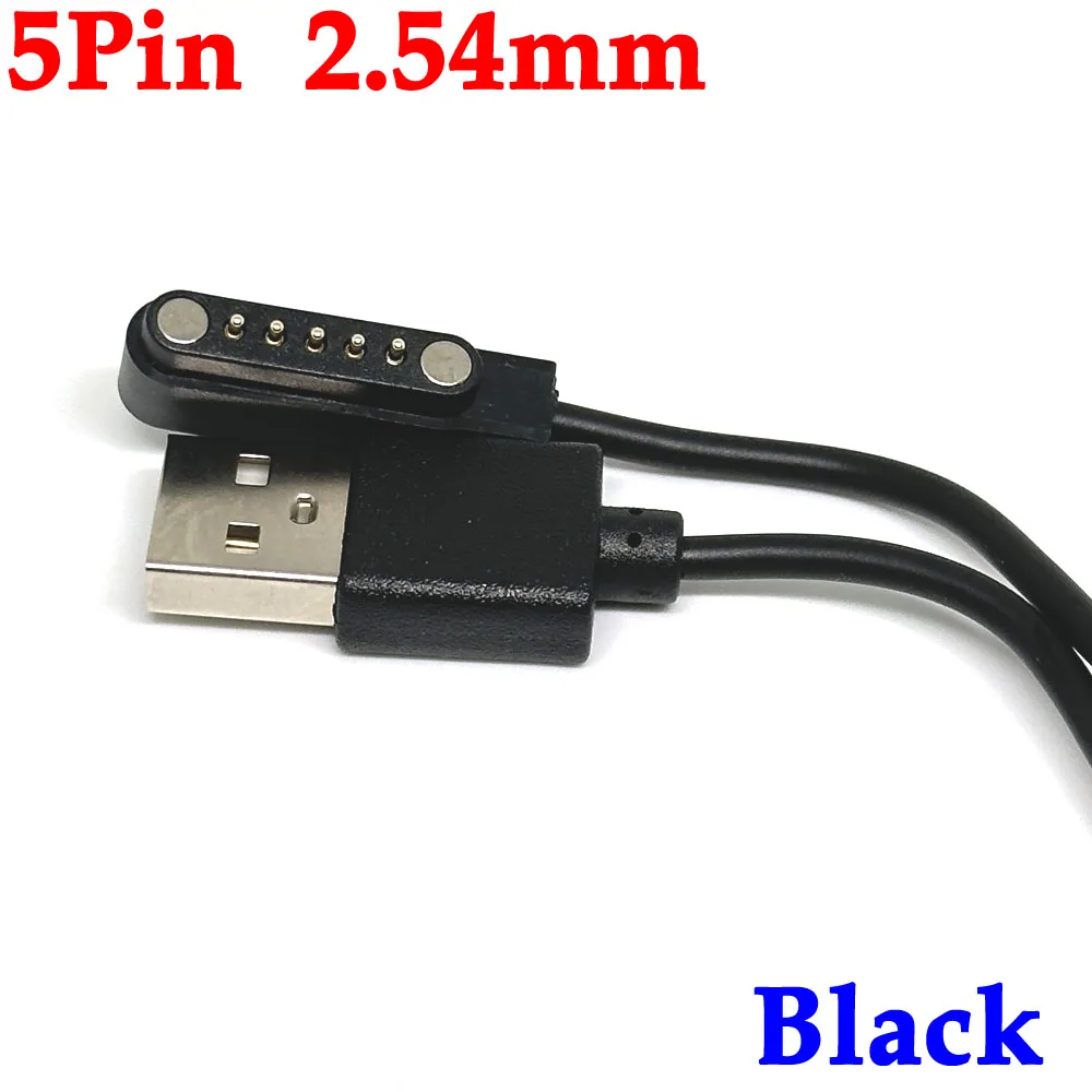 5 Pin Strong Magnetic Watch Charge Cable USB Charging Line Cord Rope Black White Color Compatible with Smart Watches Universal