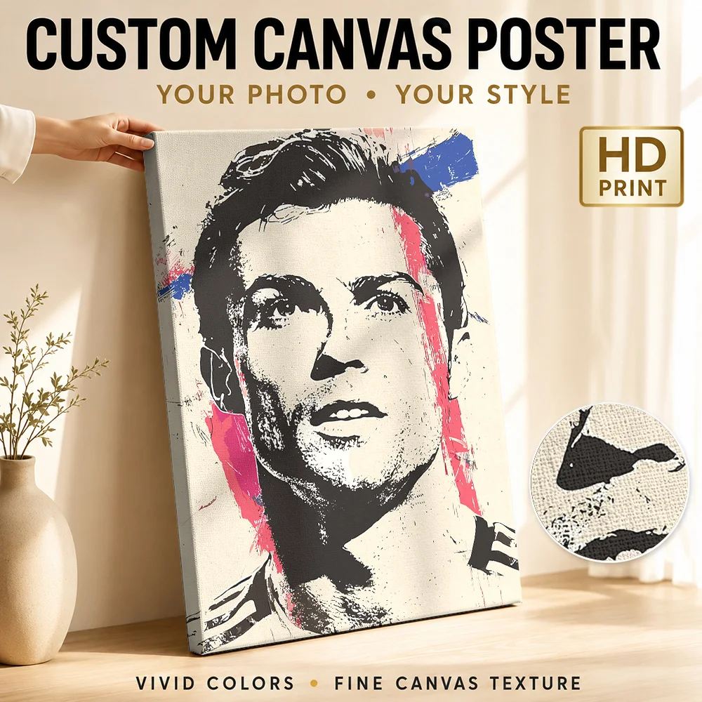 Cristiano Ronaldo Portrait - Grunge Style Canvas Poster Customized Photo Sports Portrait Wall Paintings Decoration for Bedroom