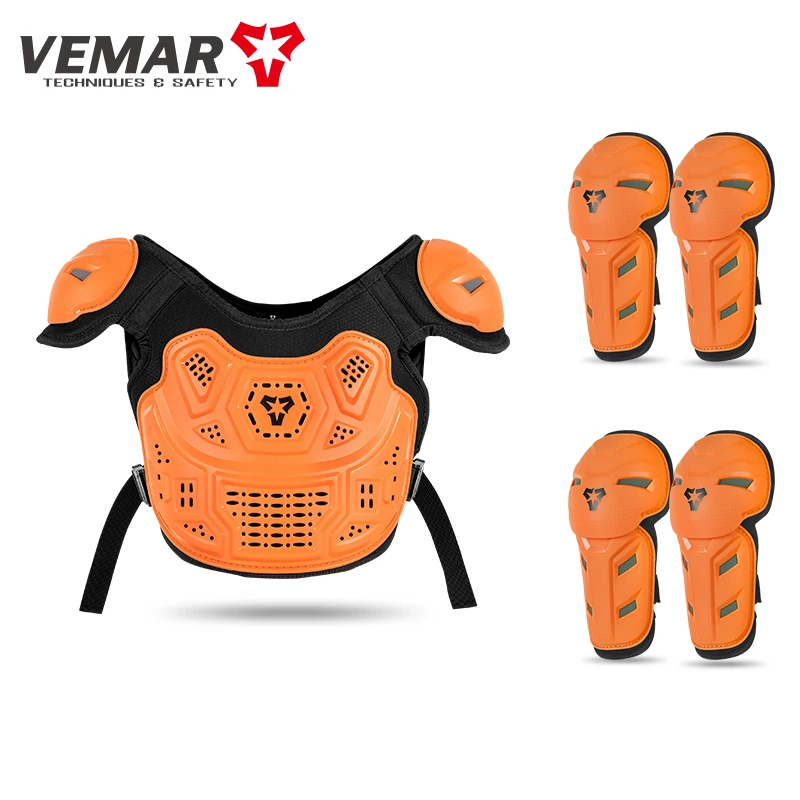 VEMAR Kid's Motorcycle Armor Vest Protection Motocross Body Jacket Protective Riding Elbow Kneepads Moto Full Armor Children