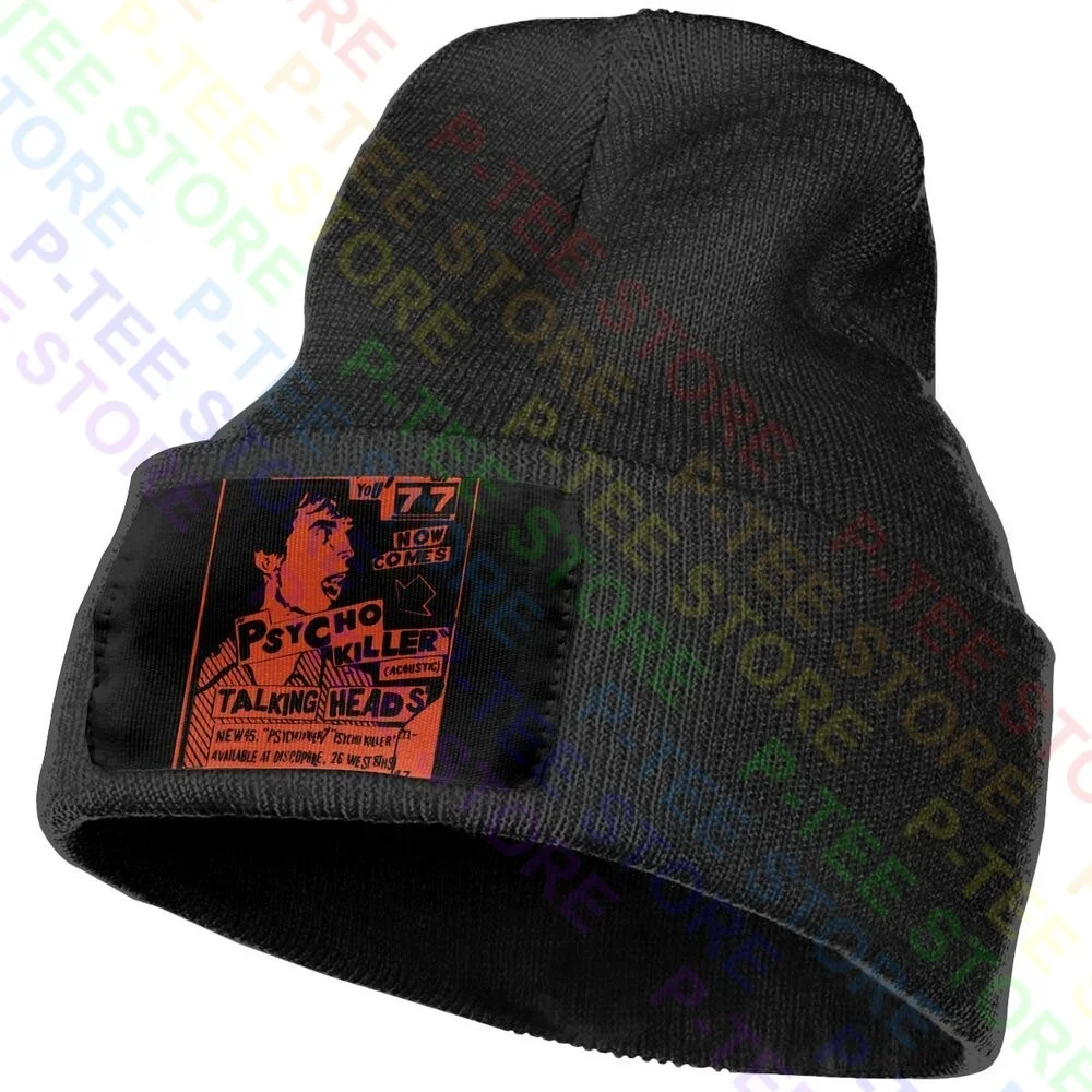 Talking Heads American Rock Band Psycho Killer Poster Knitted Beanie Hat Beanies Cap New Splicing