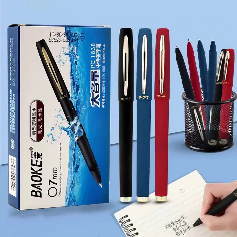 1.0/0.7/0.5mm  Signature Gel Pen Black Blue Practicing Calligraphy Antibacterial Large Capacity Ballpoint Pen Student Stationery