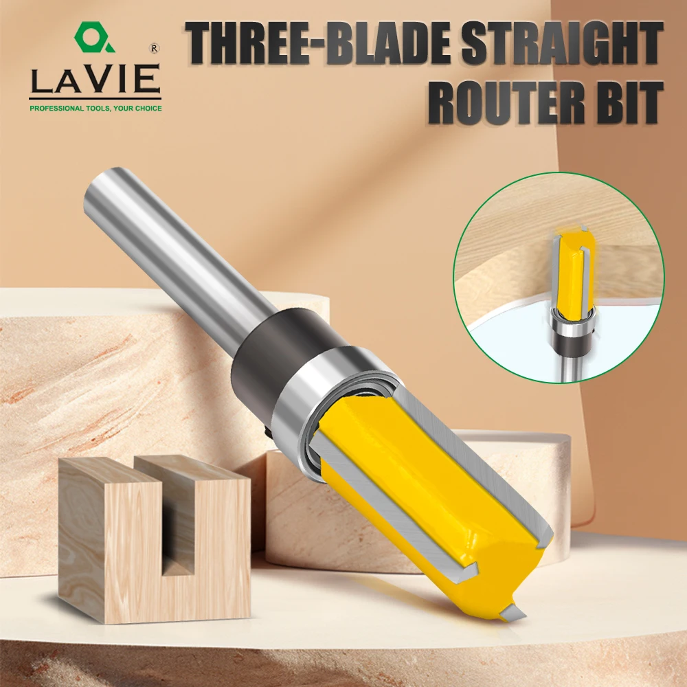 LAVIE 1 pieza 1/4 vástago 3 enrutador de brocas con rodamientos broca fresa para carpintería para broca enrutadora de madera C07013Z31325Y