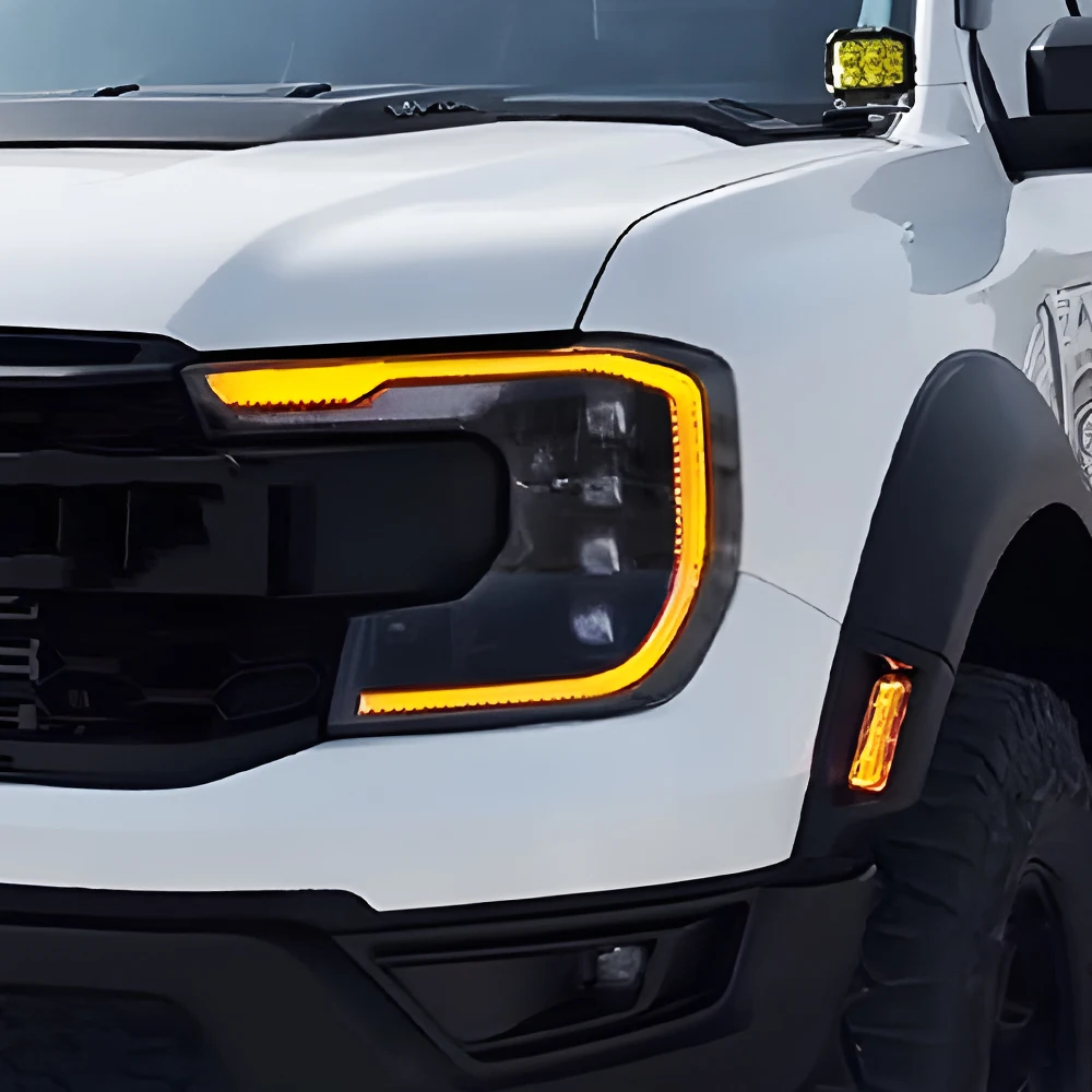 

Для Ford Ranger 2022-2024 автомобильные передние фонари, обновленный динамический DRL 4, инструмент для линз проектора, автомобильные аксессуары, светодиодные автомобильные фары в сборе