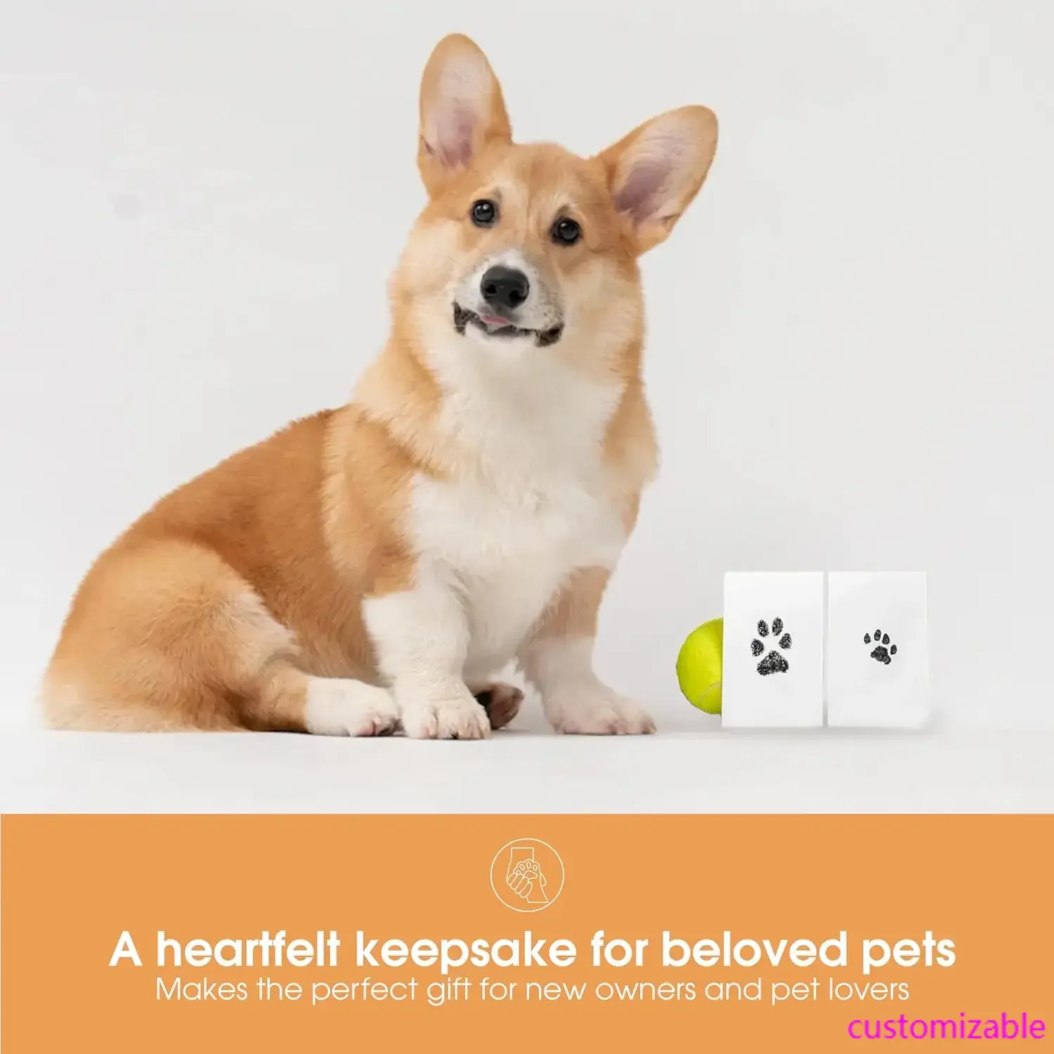 Paw Print Clean Touch Ink Pad Kit for Dogs and Cats, Pet Owner Keepsake, DIY Inkless Paw and Nose Print Impression Set