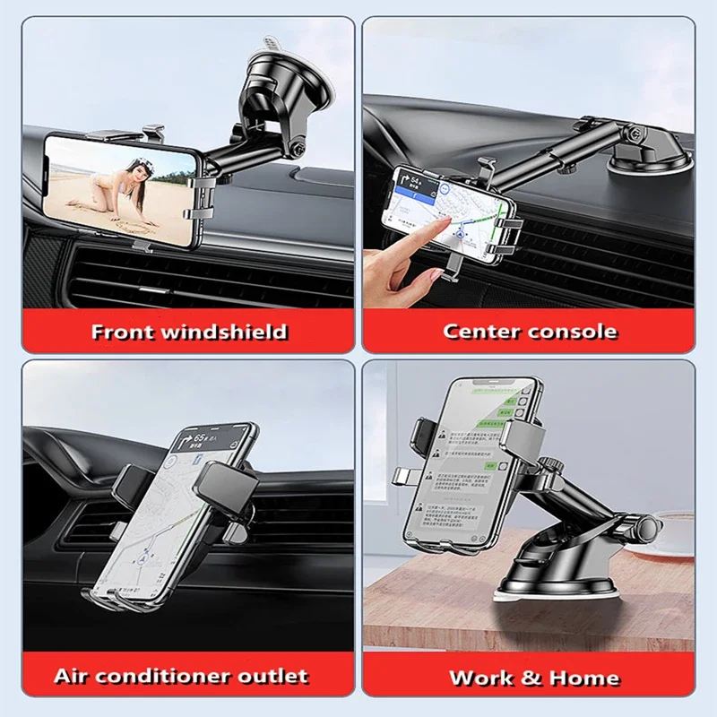 Air Outlet Car Phone Bracket Sucker Car Phone Holder GPS Telefon Mobile Cell Support For iPhone 14 13 Samsung Smartphone Stand