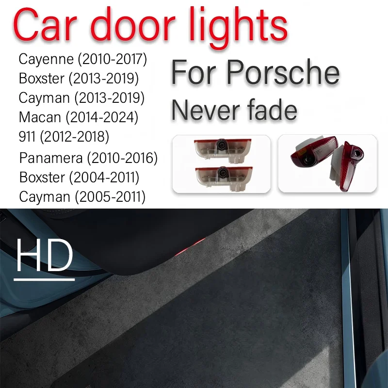 

2PC For Porsche CaymanBoxster Cayenne Macan 911 Car Door Light HD Projector Welcome Lamp LED Ambient Laser Glass Car Accessories