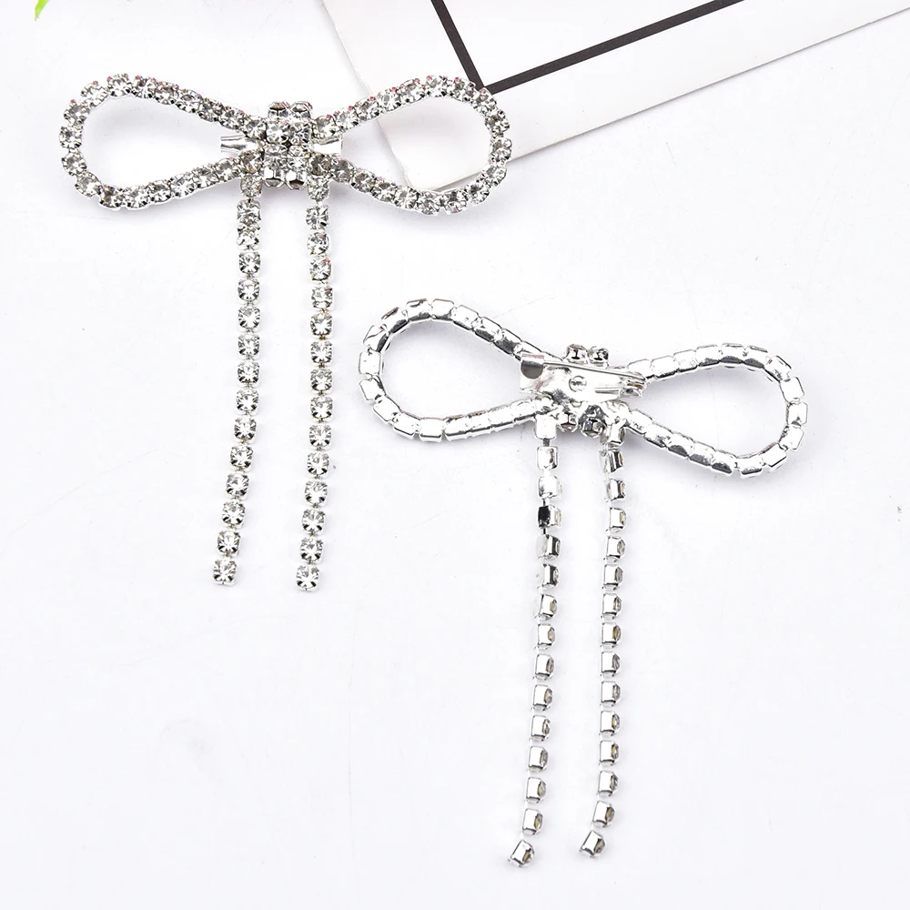 5 sztuk jasny kolor Rhinestone łuk broszki dla kobiet kryształ Bowknot Pin biżuteria do ubrania DIY aplikacja akcesoria ślubne — zdjęcie 4