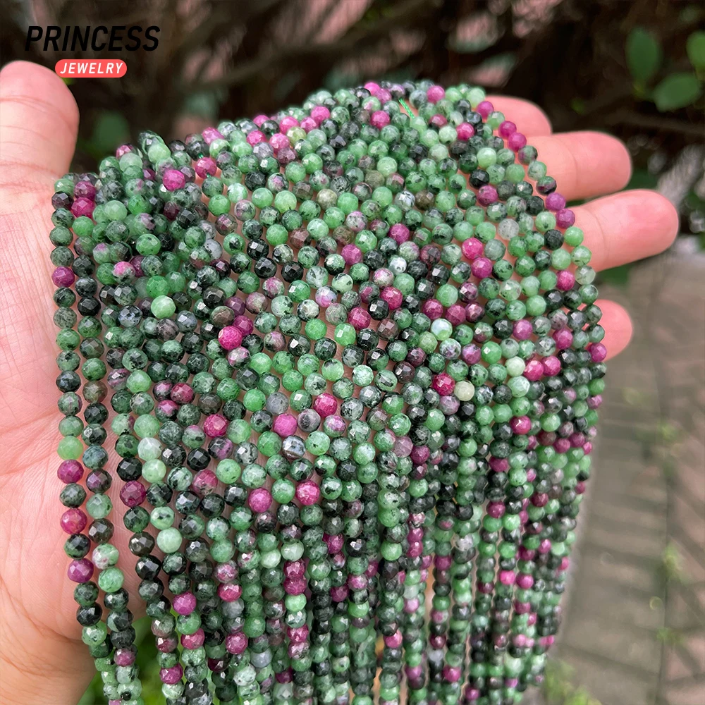 A++ Natural Ruby Zoisite Epidote 4.2mm Faceted Beads for Jewelry Making Bracelet Necklace Charms Beads DIY Accessories Wholesale